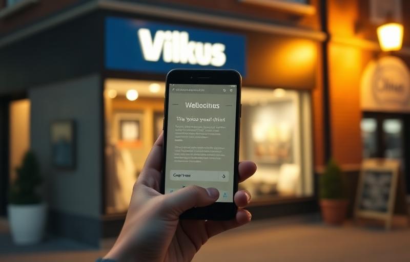 Happy customer leaving a five-star Google review on a smartphone
