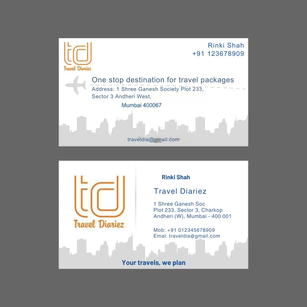 Travel Diaries - Business Card Design